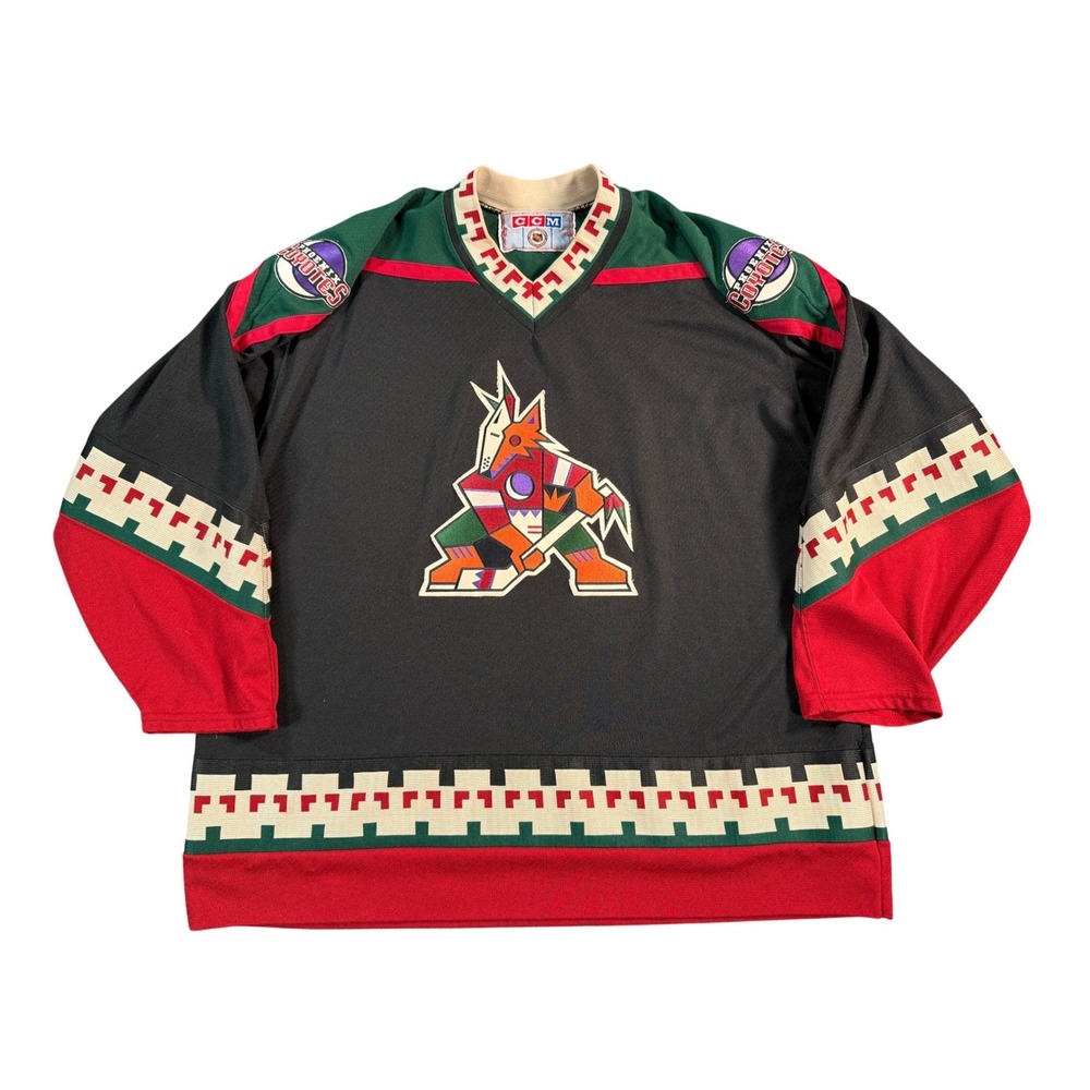 Vintage Phoenix Coyotes Hockey Jersey Mens XL Black CCM Authentic Team Apparel